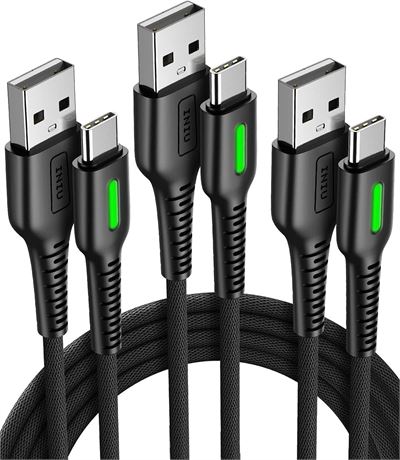 INIU 3 c bles USB A-C, nylon tress , 4,9+2+2 m, QC 3.0, iPhone/Pixel