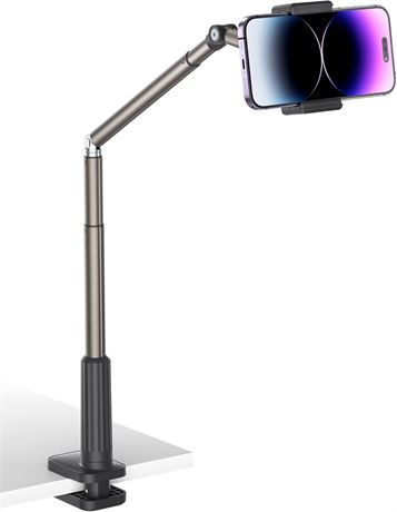 JSAUX Gooseneck Phone Holder for Desk/Bed, Flexible 360° Mount, Black