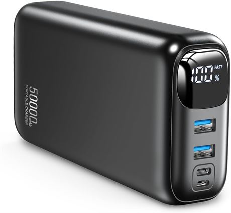 Batterie externe 50000 mAh 22.5W charge rapide USB-C voyage camping