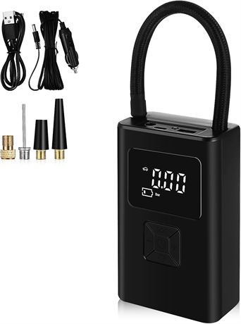 PRETYZOOM Portable Tire Inflator Car Air Compressor Bike Pump with PSI Gauge