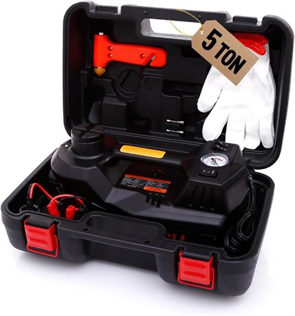 Electric Car Jack 5 Ton 12V Floor Jack with Integrated Tire Pump for SUV/Truck