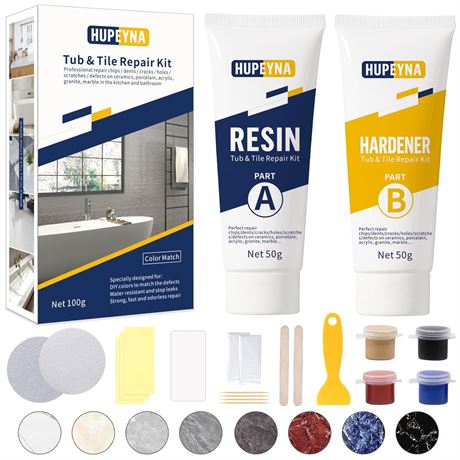 Kit réparation baignoire carrelage Hupeyna éclats fissures