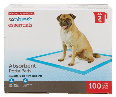 So Phresh Essentials Absorbent Dog Training Pads, 22 x 22-in, 100-pk