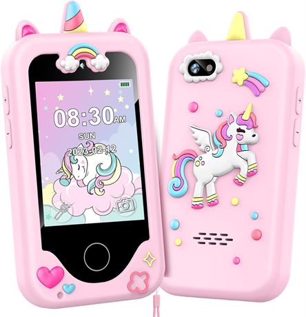 Téléphone Jouet Enfant Écran Tactile 2.8" Musique Jeux Caméra Rose