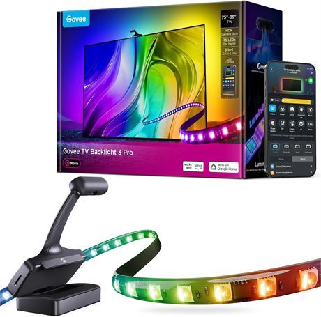 Govee TV Backlight 3 Pro, HDR Camera, 75 85in, 75LED/m, RGBWWIC