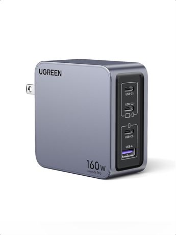 UGREEN Nexode Pro 160W USB C Charger, 4 Ports PD3.1 PPS, Compact Fast Charger