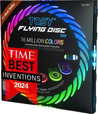 TOSY Flying Disc - 108 RGB or 36 Monocolor LEDs, Auto Light Up, Rechargeable