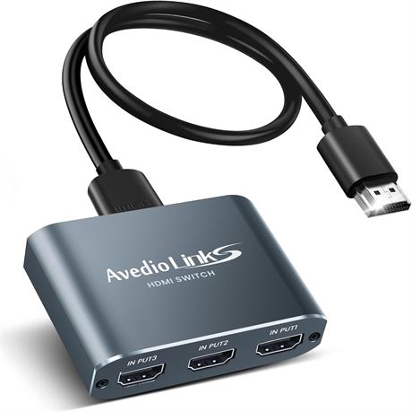 Commutateur HDMI 3 en 1 4K60, 3 ports aluminium, Dolby Vision, HDCP2.2