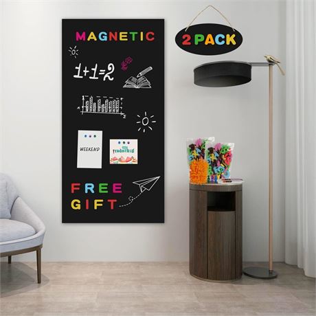 2 Pcs Magnetic Chalkboard Contact Paper for Wall Black Wallpaper 92 Letters