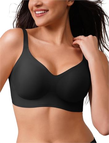 CLOSEMATE Seamless Wireless Bras A–C Cup, Soft No-Wire V-Neck Full Coverage