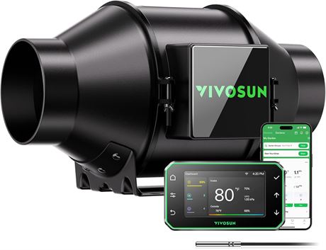 VIVOSUN G4 Ventilateur de conduit 4 pouces et contr leur Temp rature, WiFi