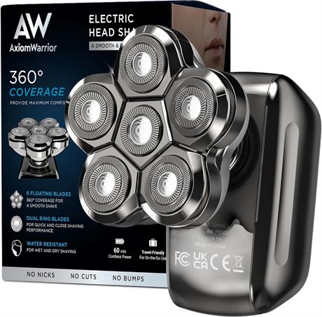 AxiomWarrior Rasoir Électrique Homme Calvitie Étanche Rechargeable Tête Lisse