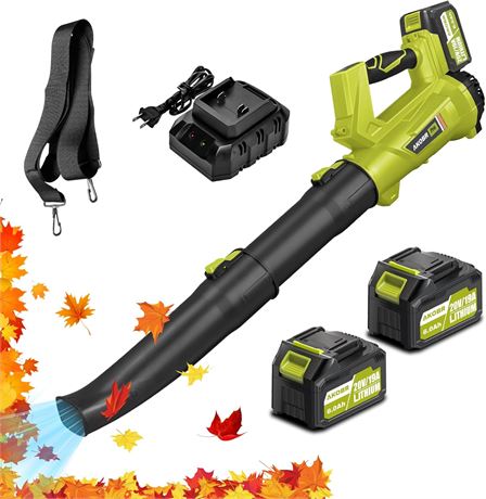 Electric Cordless Leaf Blower, 540 CFM/170 MPH, 2x6.0Ah Batteries, 6-Speed Turbo