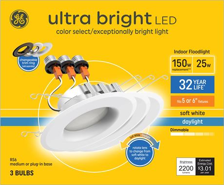 GE spots LED encastrés ronds dimmables 2200lm intérieur extérieur lot de 3