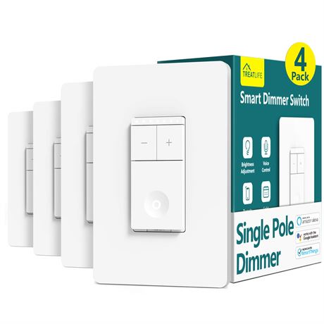 TREATLIFE Smart Dimmer Switch 4-Pack, 2.4G Wi-Fi, Works with Alexa/Google