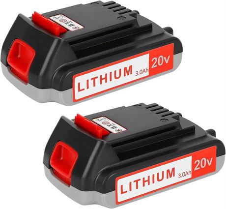 Batteries 3000 mAh 20 V compatibles Black+Decker LBXR20 pack de 2