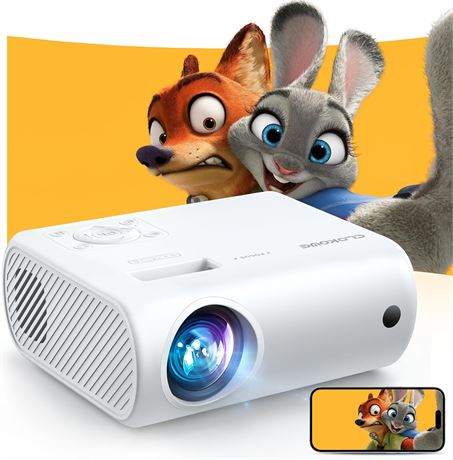 CLOKOWE 2024 Upgraded Portable Projector 9000 Lux, 1080P, iOS/Android