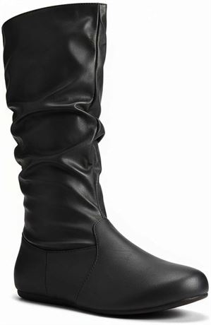 Womens Soft Slouchy Mid-Calf Pull-On Flat-to-Low Heel Boots - Fall/Winter