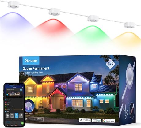 Govee Outdoor Lights Pro, 150ft, 90 RGBIC LEDs, 75 Scene Modes, IP67