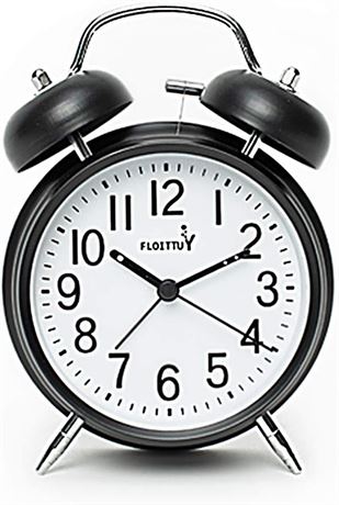 FLOITTUY Twin Bell Alarm Clock Loud Alarm with Backlight Black