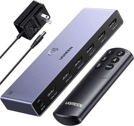 UGREEN HDMI Switch 8K 5 in 1 Out, HDR10+, 4K@240Hz, Compatible PS5/TV