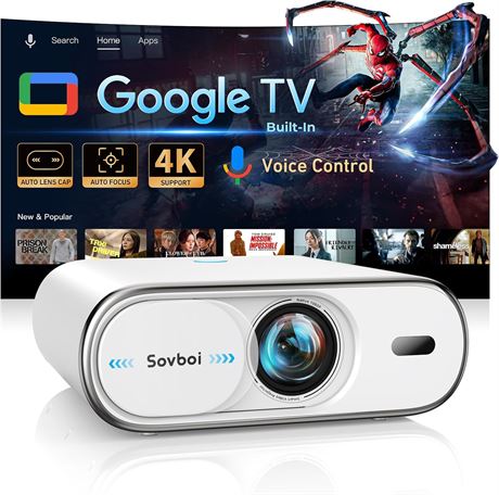 4K Projector 1500 ANSI, Auto Focus, WiFi 6, Bluetooth, Google TV Supported