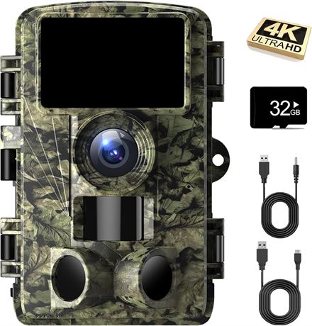 Trail Camera 4K 48MP WiFi Night Vision, 0.05s Trigger, IP66 Waterproof