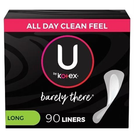U by Kotex Super Barely There Long Folded and Wrapped Pantiliners - 90ct
