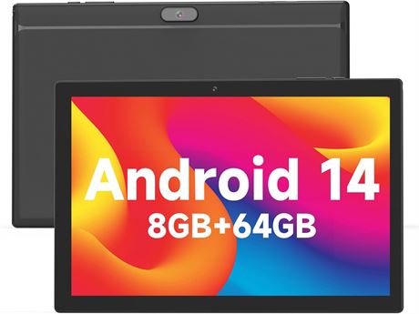 10" Android 14 Tablet 8GB+64GB 1024GB Expand IPS HD Screen Black