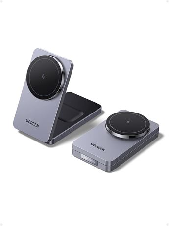 UGREEN MagFlow 2-in-1 Wireless Charger Stand 15W MagSafe iPhone AirPods Dock