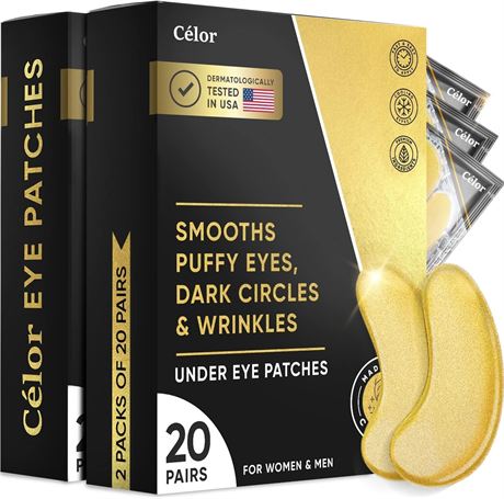 Celor Eye Patches for Puffy Eyes & Dark Circles   Amino Acids + Collagen