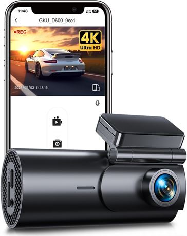 Dash Cam GKU 4K Voiture Vision Nocturne Wi-Fi