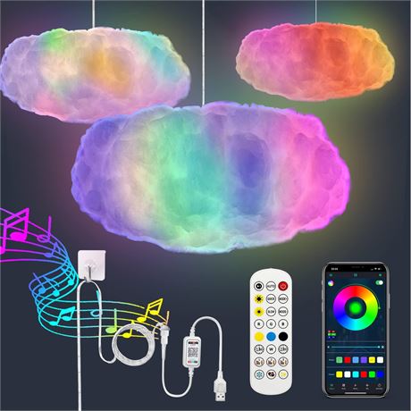 WOOHERLOO LED Cloud Light for Bedroom with Remote and App, RGB Night Light