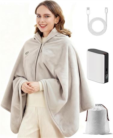 Zireot Cordless Heated Blanket with Battery Pack, USB Rechargeable