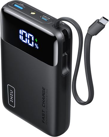 INIU 20000mAh Power Bank, 45W Fast Charging, USB-C LED Display, Cable