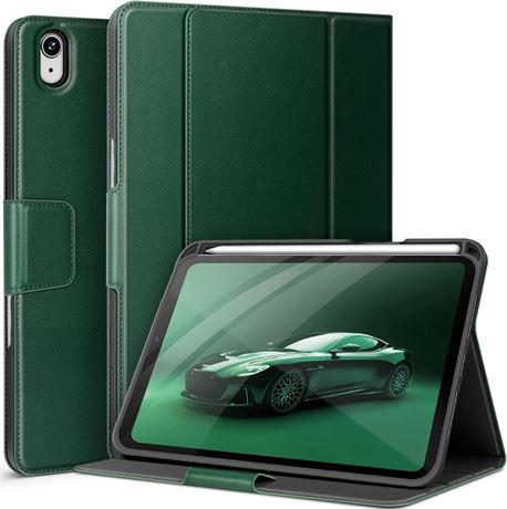 Étui auaua iPad mini 7/6, vert, avec poche, aimant, veille/réveil