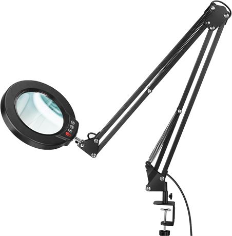 10X Magnifying Glass with Clamp, 5 Colors, LED Desk Lamp for Craft/Sewing