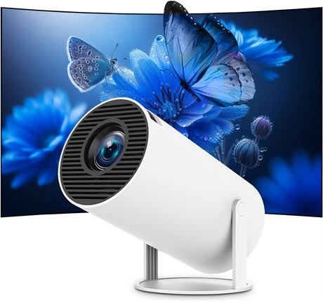 Mini Portable 4K Projector WiFi6 BT5.2 Full HD 180° Rotation Built-in App White