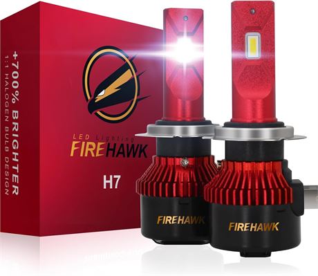 Firehawk H7 LED Bulbs, 50,000LM, 6000K, Wireless Halogen Kit, Pack of 2