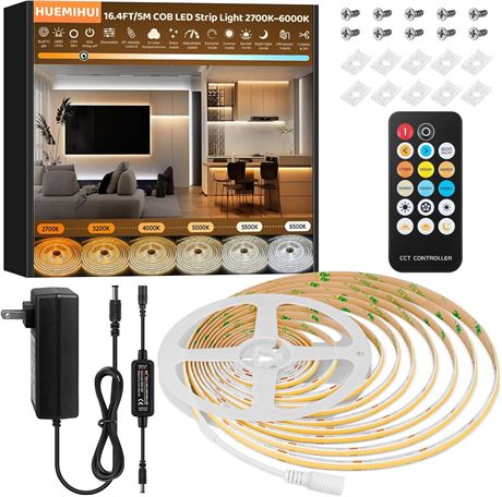 Bande LED COB 5m 2880 Leds Dimmable 2700K-6500K Télécommande