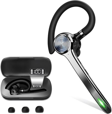 HEIBAS Bluetooth Headset, 500mAh Case, 72h Talk Time, Built-in MIC, V5.1