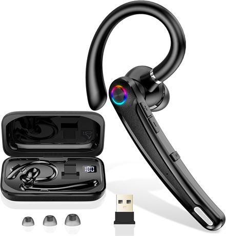 Bluetooth Headset V5.4, ENC Noise-Cancelling Mic, 115Hrs Talk, USB Dongle