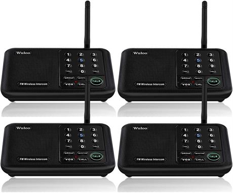 Interphones Wuloo sans fil 1500 m, 10 canaux, maison/bureau, lot de 2