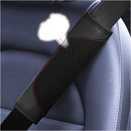 XINLIYA 2-Pack Leather Car Seat Belt Pads Universal Shoulder Strap Covers Black