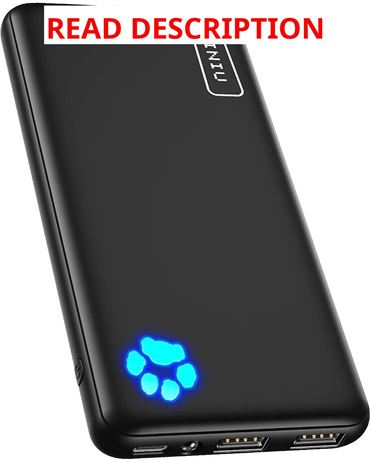 INIU 10000mAh Slim Portable Charger with USB-C, 3A Fast Charge, Flashlight