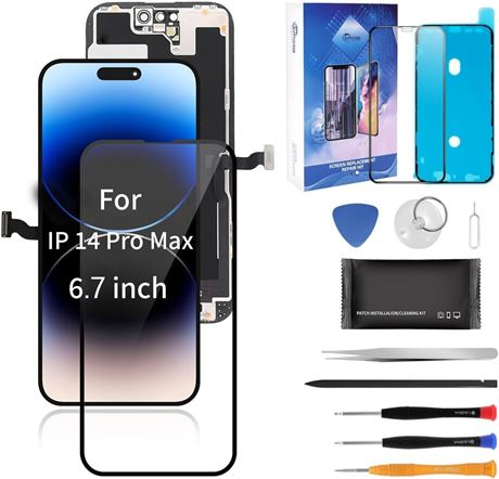 iPhone 14 Pro Max Screen Replacement Kit with Tools & Tempered Glass