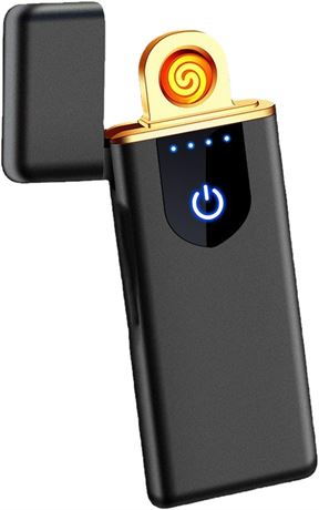USB Rechargeable Double-Sided Lighter with Touch Screen, Windproof, Blue