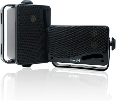 Herdio 3.5" Outdoor Bluetooth Speakers, 200W, 3-Way, Wall Mount (Black,Pair)