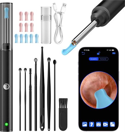 Ear Wax Removal Kit with 8-Piece Ear Set, 1296P HD Endoscope, 6 LEDs