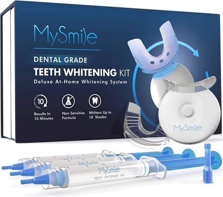 MySmile Teeth Whitening with LED Light, 10Min Whitener, 3 Carbamide Peroxide Gel